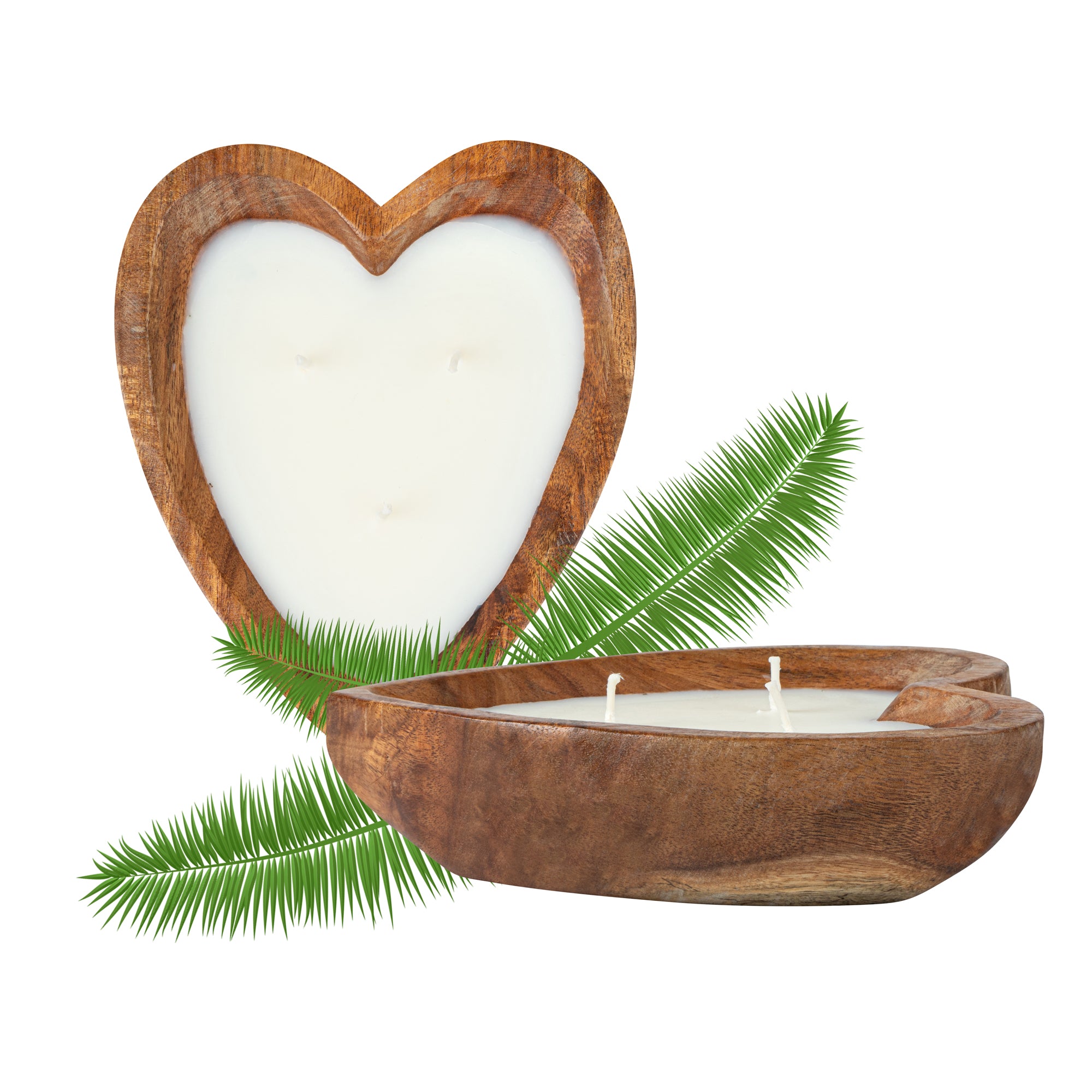 Coco Casa Handmade Wood Heart Dough Bowl Candle - Jasmine - 7" x 5 1/2" x 2" - 10 count box