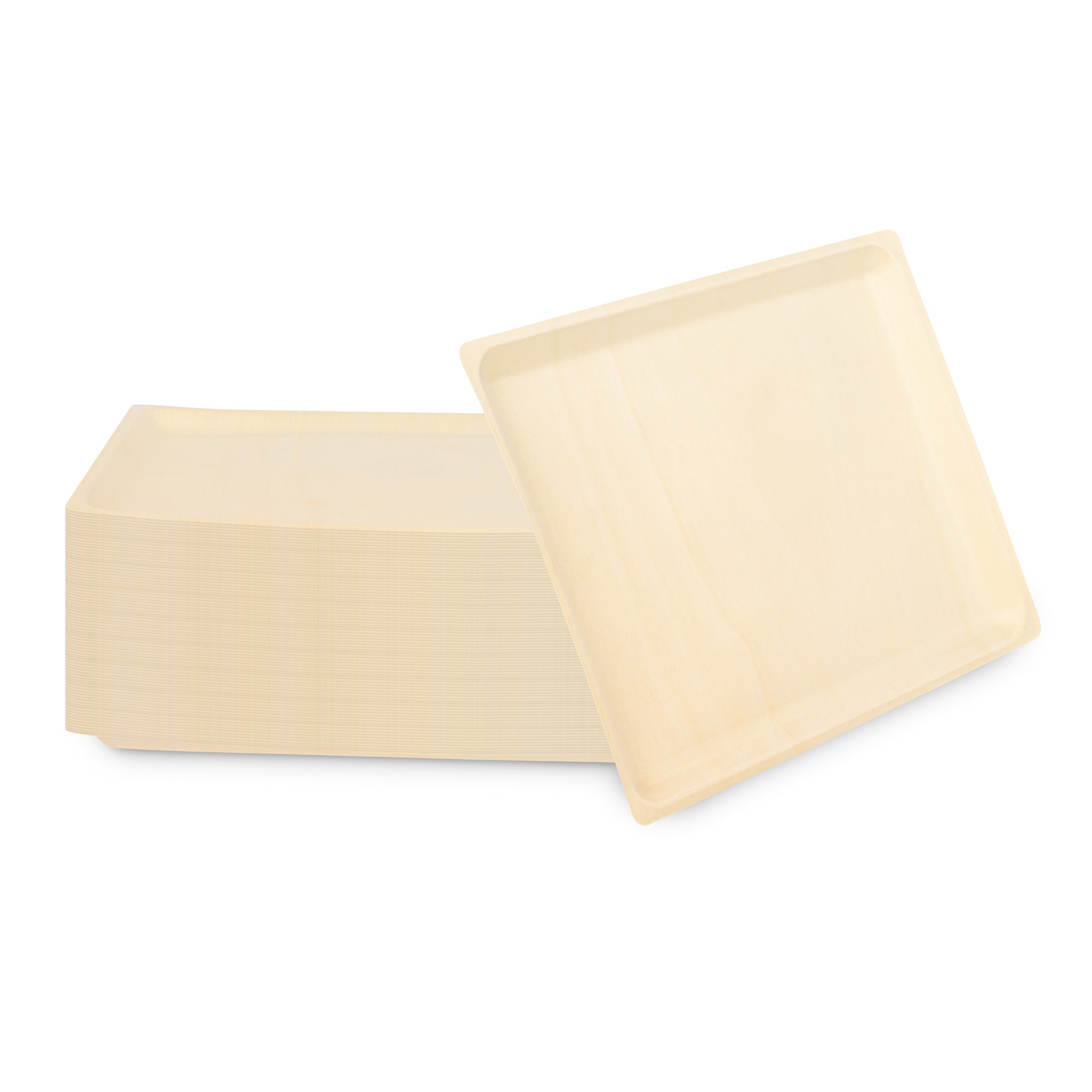 Taipei Rectangle Natural Poplar Plate - 13'' x 10 1/2'' x 1/2'' - 200 count box