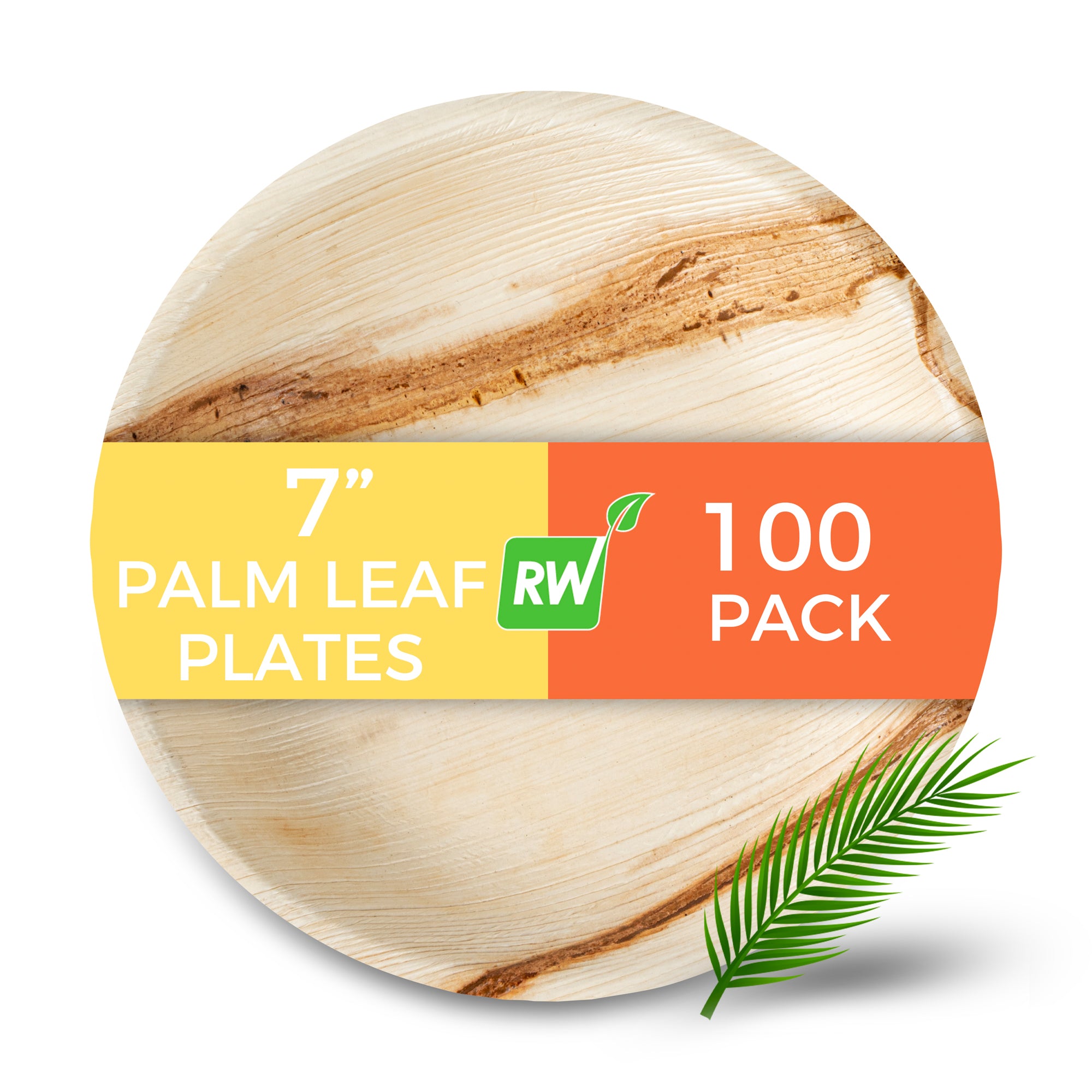 Indo Round Natural Palm Leaf Deep Plate - 7" x 7" x 1 1/4" - 100 count box