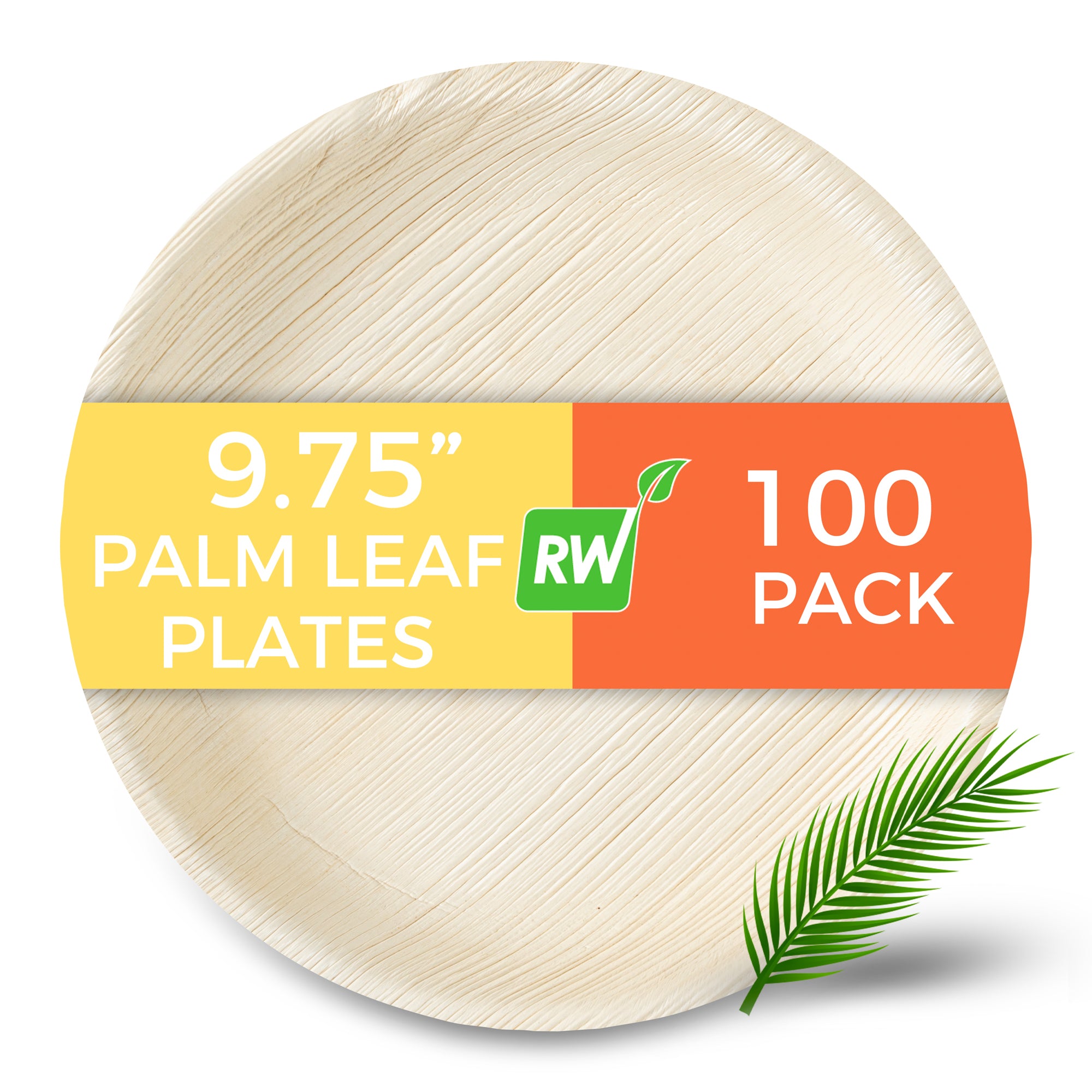 Indo Round Natural Palm Leaf Deep Plate - 9 3/4" x 9 3/4" x 1 1/4" - 100 count box