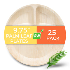 Indo Round Natural Palm Leaf Plate - 3 Compartments - 9 3/4