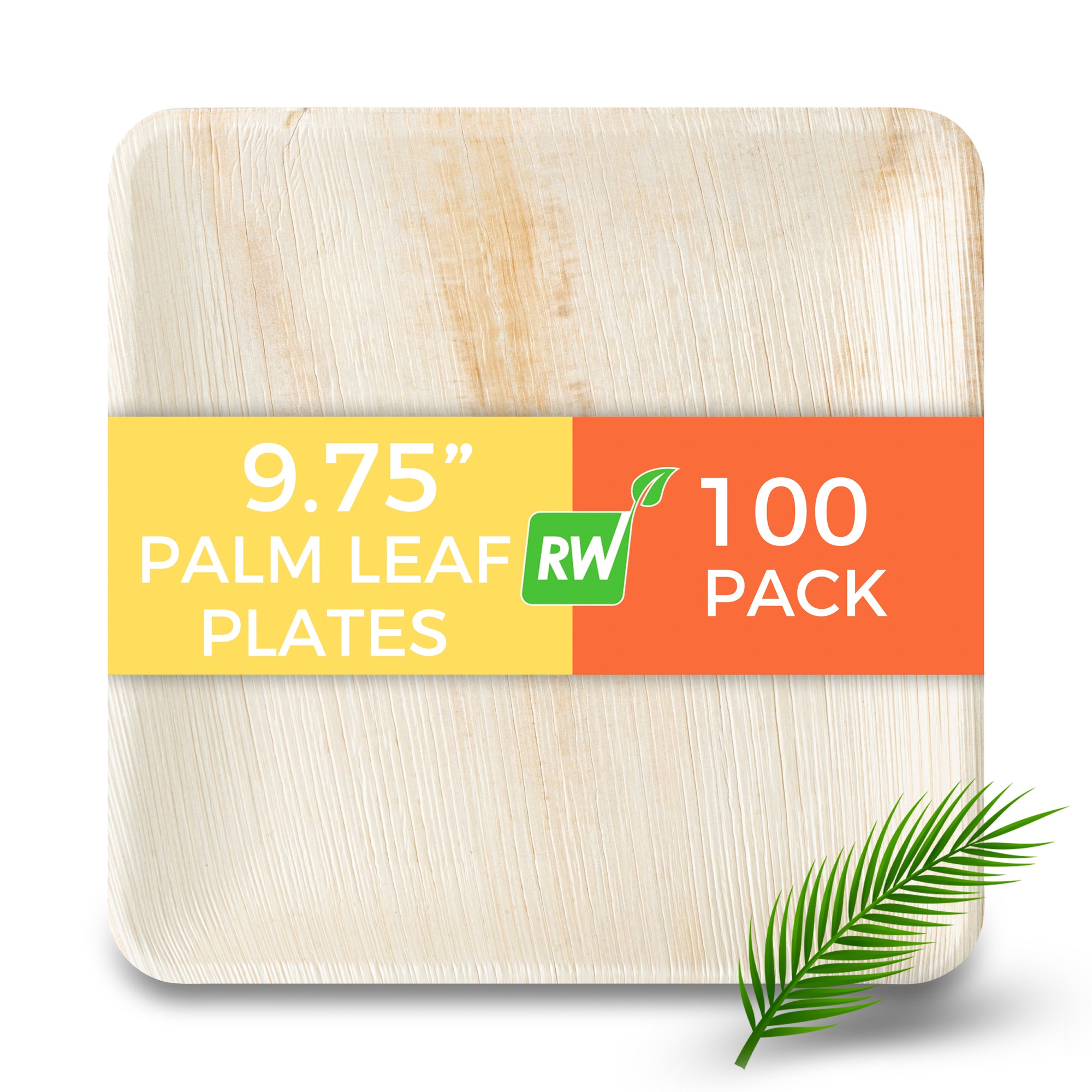 Indo Square Natural Palm Leaf Plate - 9 3/4" x 9 3/4" - 100 count box