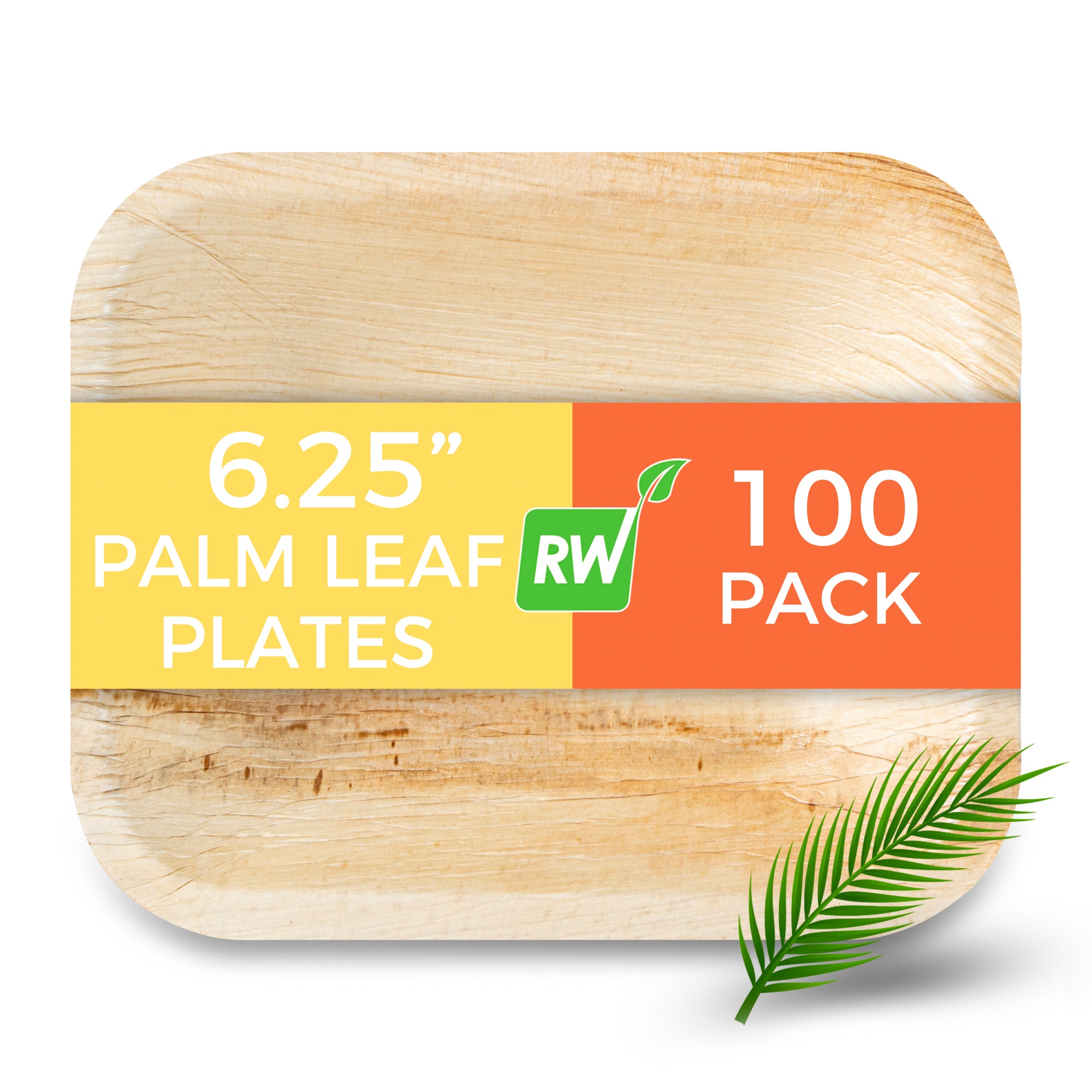 Indo Rectangle Natural Palm Leaf Deep Plate - 6 1/4" x 5" x 1 1/4" - 100 count box