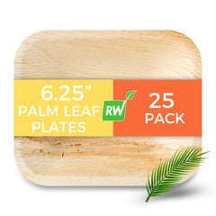 Indo Rectangle Natural Palm Leaf Deep Plate - 6 1/4