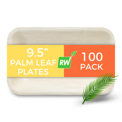 Indo Rectangle Natural Palm Leaf Deep Plate - 9 1/2