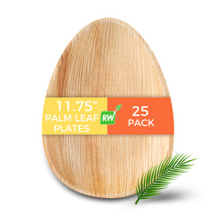 Indo Egg-Shaped Natural Palm Leaf Plate - 6 3/4