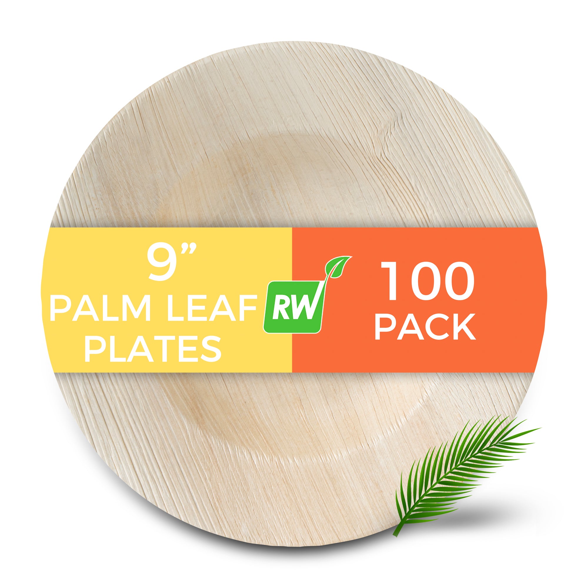 Indo 12 oz Round Natural Palm Leaf Soup Plate - 9" x 9" x 1 1/2" - 100 count box