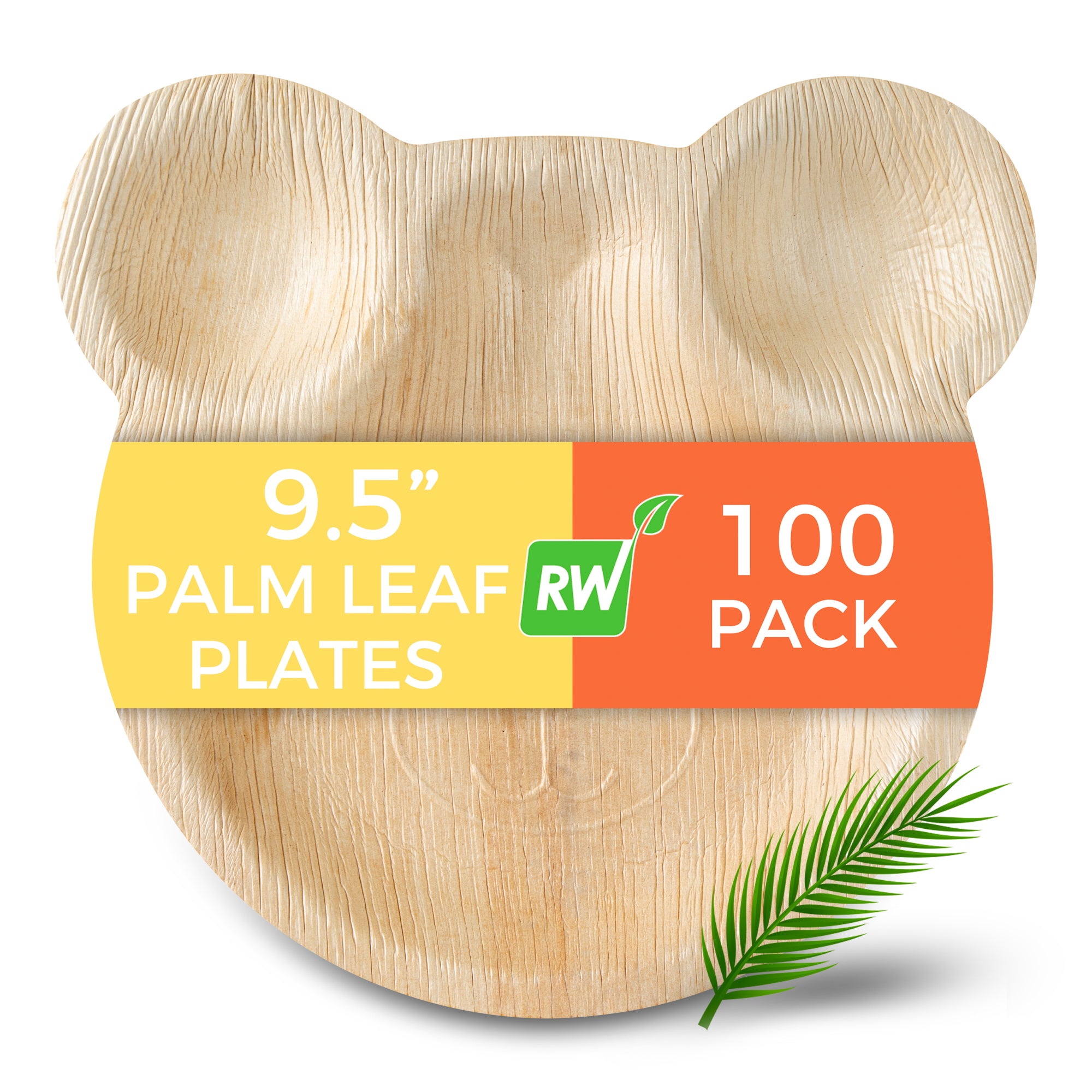 Indo Bear-Shaped Natural Palm Leaf Plate - 9 1/2" x 8 3/4" - 100 count box