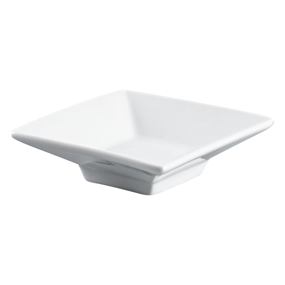 Square White Porcelain Mini Modern Plate - 3" x 3" x 1" - 10 count box