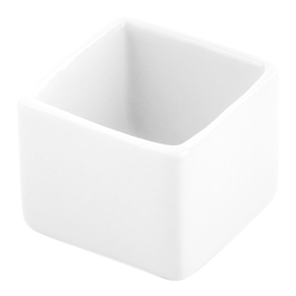 1 oz Square White Porcelain Mini Quadrato Dish - 1 1/2" x 1 1/2" x 1 1/4" - 10 count box