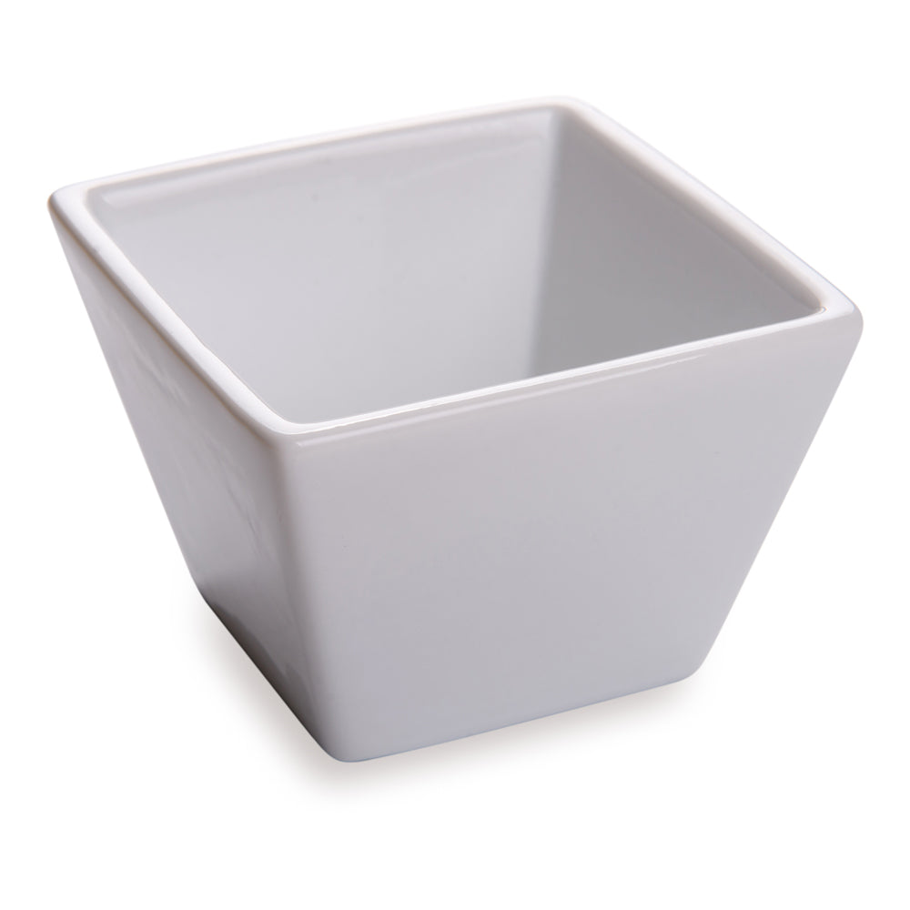 6 oz Square White Porcelain Kova Bowl - 3 1/2" x 3 1/2" x 2 1/2" - 10 count box