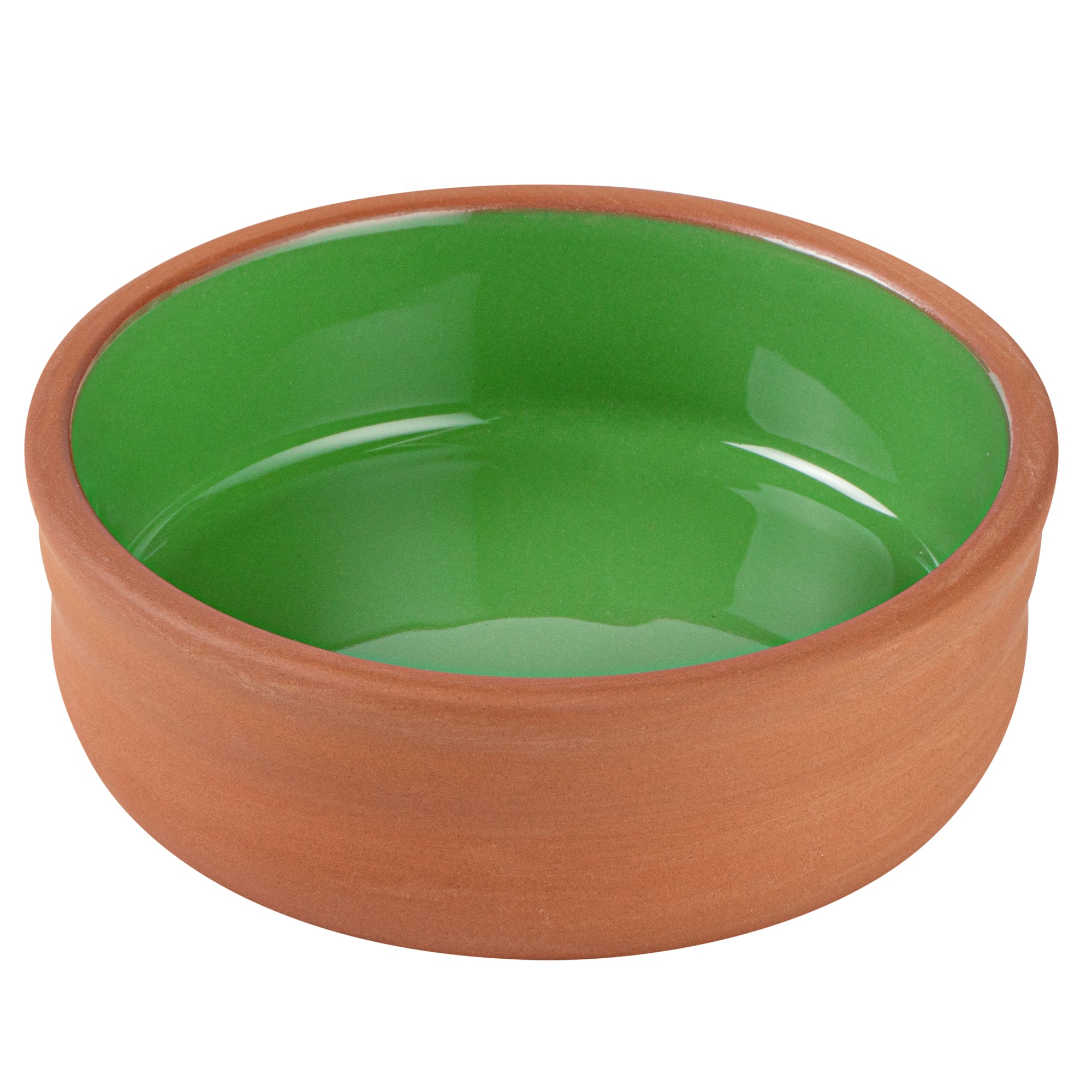 Terra Tek 7 oz Terracotta Cazuela Bowl - Green Glazed Interior, Oven-Safe, Microwave-Safe - 4 3/4'' x 4 3/4'' x 1 1/2'' - 10 count box