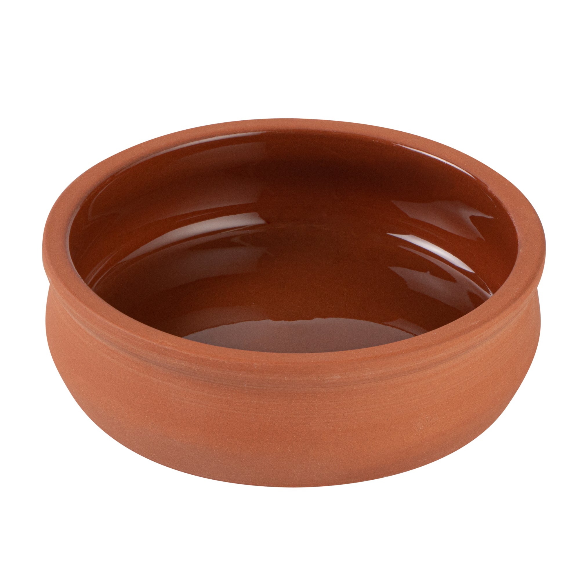 Terra Tek 9 oz Terracotta Cazuela Bowl - Brown Glazed Interior, Oven-Safe, Microwave-Safe - 4 3/4'' x 4 3/4'' x 1 1/2'' - 10 count box