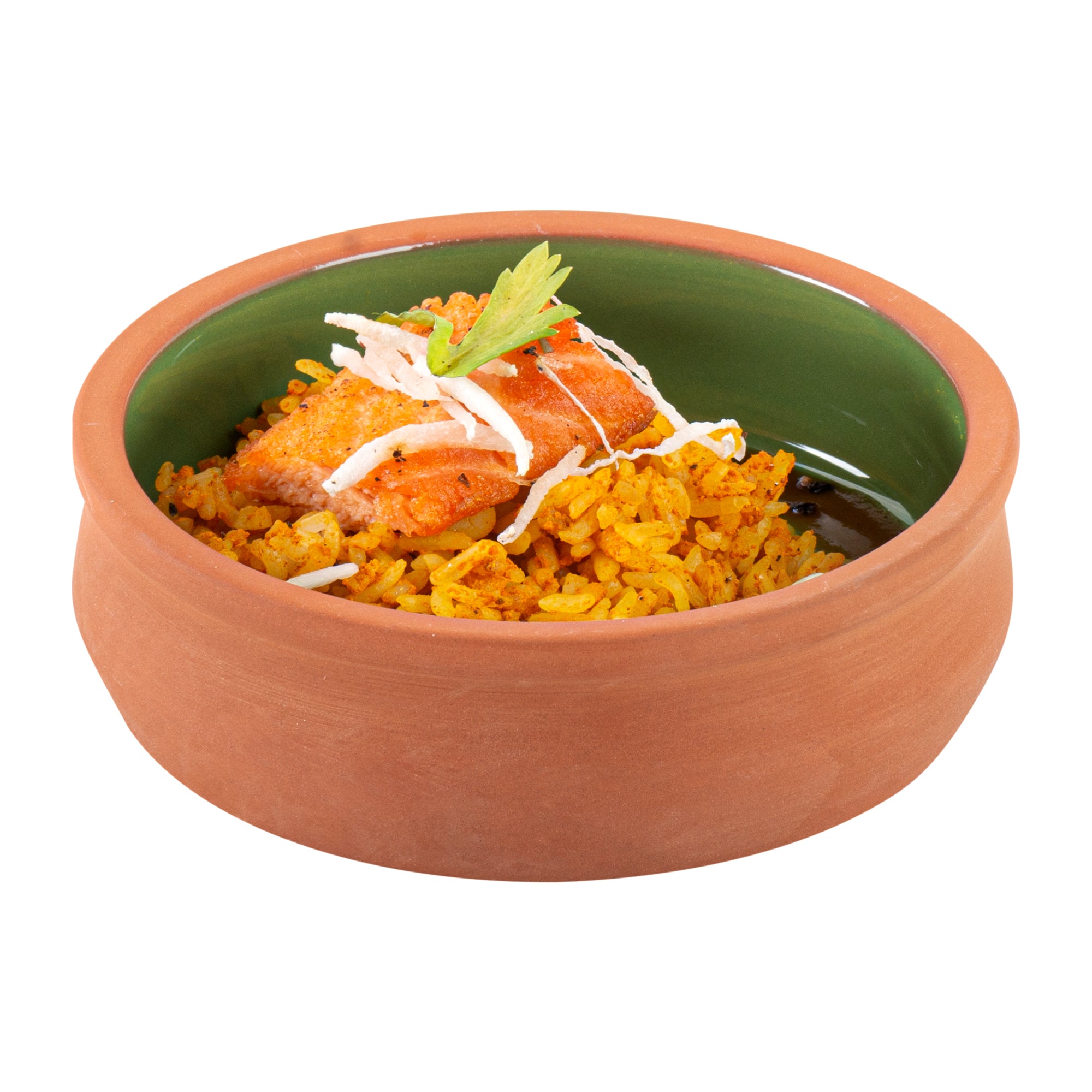 Terra Tek 9 oz Terracotta Cazuela Bowl - Green Glazed Interior, Oven-Safe, Microwave-Safe - 4 3/4'' x 4 3/4'' x 1 1/2'' - 10 count box