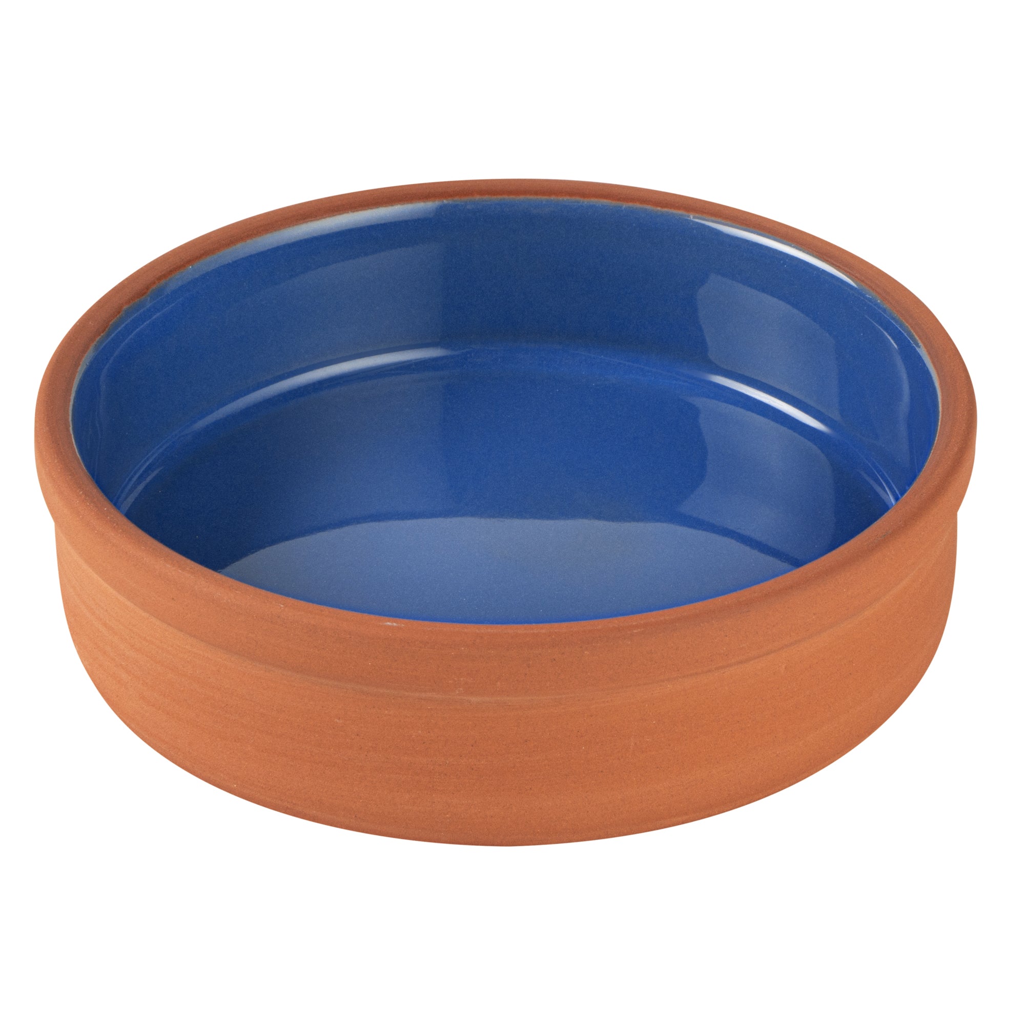 Terra Tek 9 oz Terracotta Cazuela Bowl - Blue Glazed Interior, Oven-Safe, Microwave-Safe - 5'' x 5'' x 1 1/4'' - 10 count box