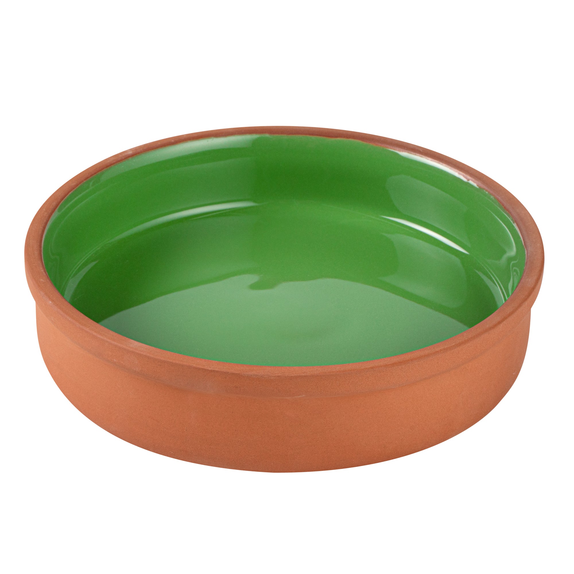 Terra Tek 15 oz Terracotta Cazuela Bowl - Green Glazed Interior, Oven-Safe, Microwave-Safe - 6 1/4" x 6 1/4" x 1 1/2" - 10 count box