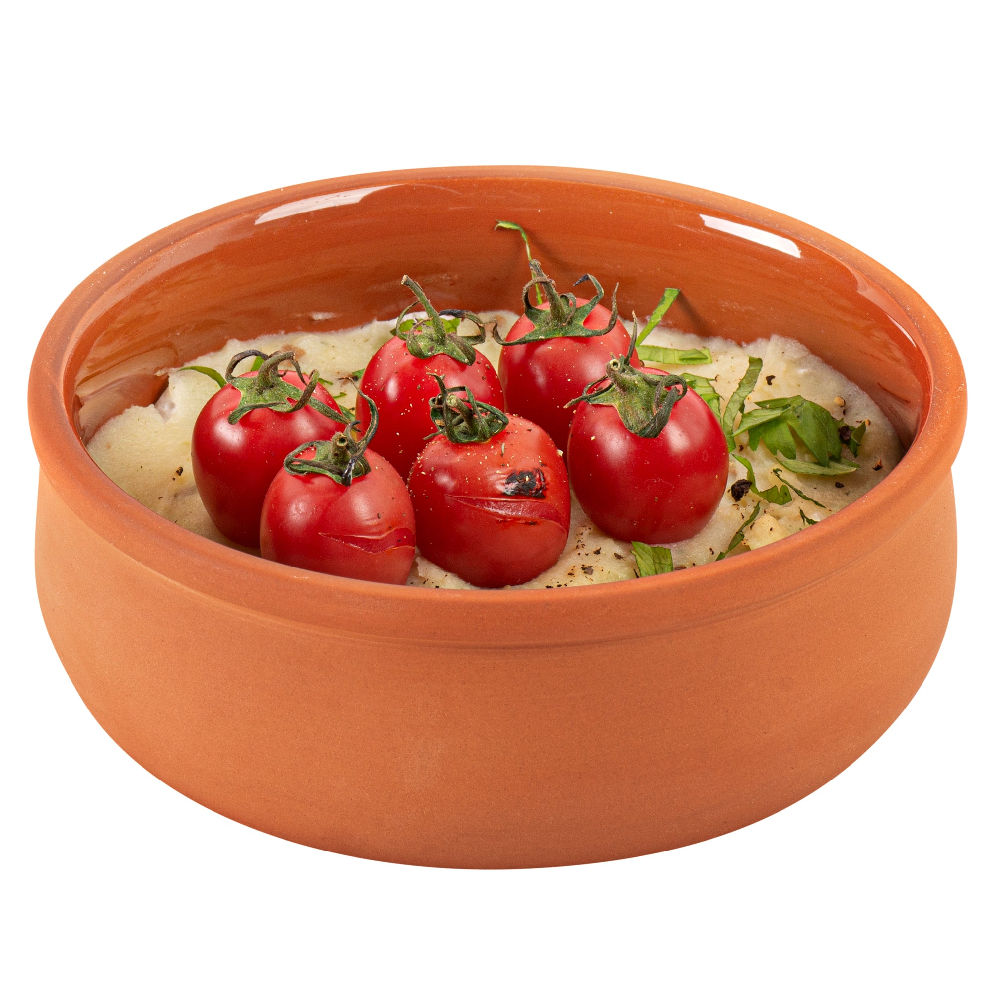 Terra Tek 17 oz Terracotta Cazuela Bowl - Brown Glazed Interior, Oven-Safe, Microwave-Safe - 5 3/4" x 5 3/4" x 2" - 10 count box