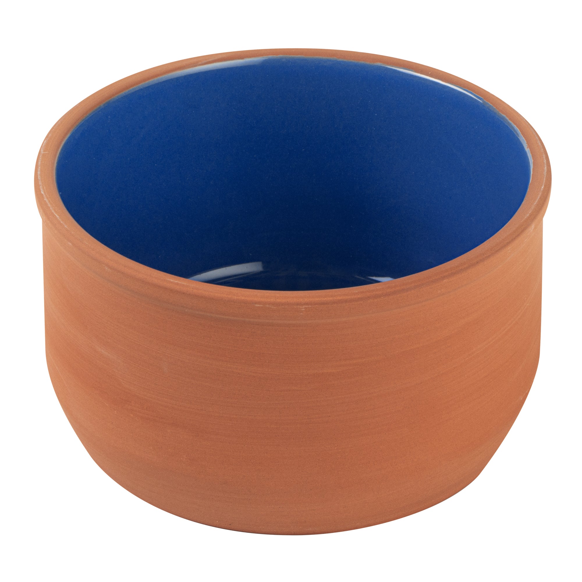 Terra Tek 34 oz Terracotta Cazuela Bowl - Blue Glazed Interior, Oven-Safe, Microwave-Safe - 6 1/4" x 6 1/4" x 3 1/2" - 10 count box