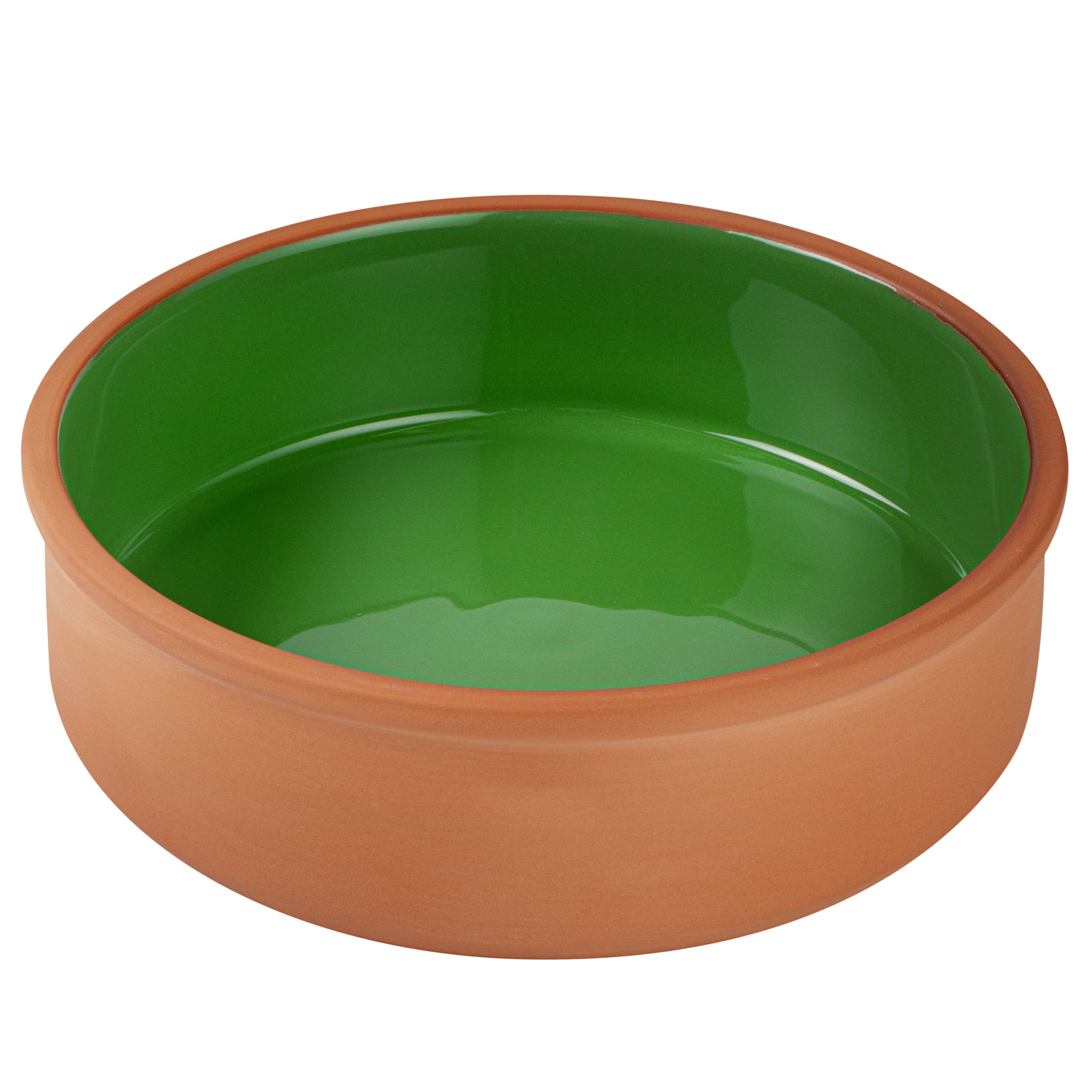 Terra Tek 34 oz Terracotta Cazuela Bowl - Green Glazed Interior, Oven-Safe, Microwave-Safe - 7 1/2'' x 7 1/2'' x 2 1/4'' - 10 count box