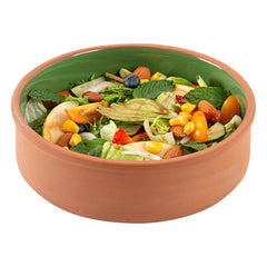 Terra Tek 34 oz Terracotta Cazuela Bowl - Green Glazed Interior, Oven-Safe, Microwave-Safe - 7 1/2'' x 7 1/2'' x 2 1/4'' - 2 count box