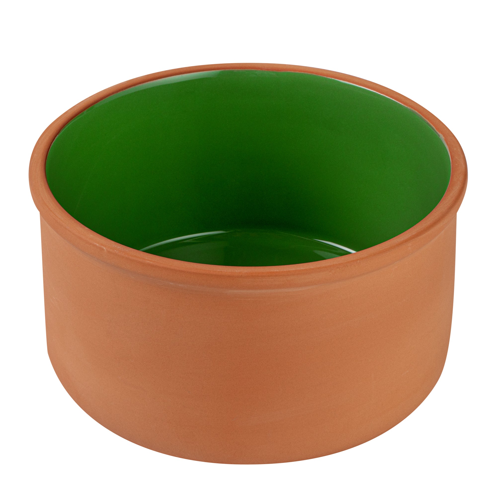 Terra Tek 68 oz Terracotta Cazuela Bowl - Green Glazed Interior, Oven-Safe, Microwave-Safe - 7 1/2'' x 7 1/2'' x 4'' - 10 count box