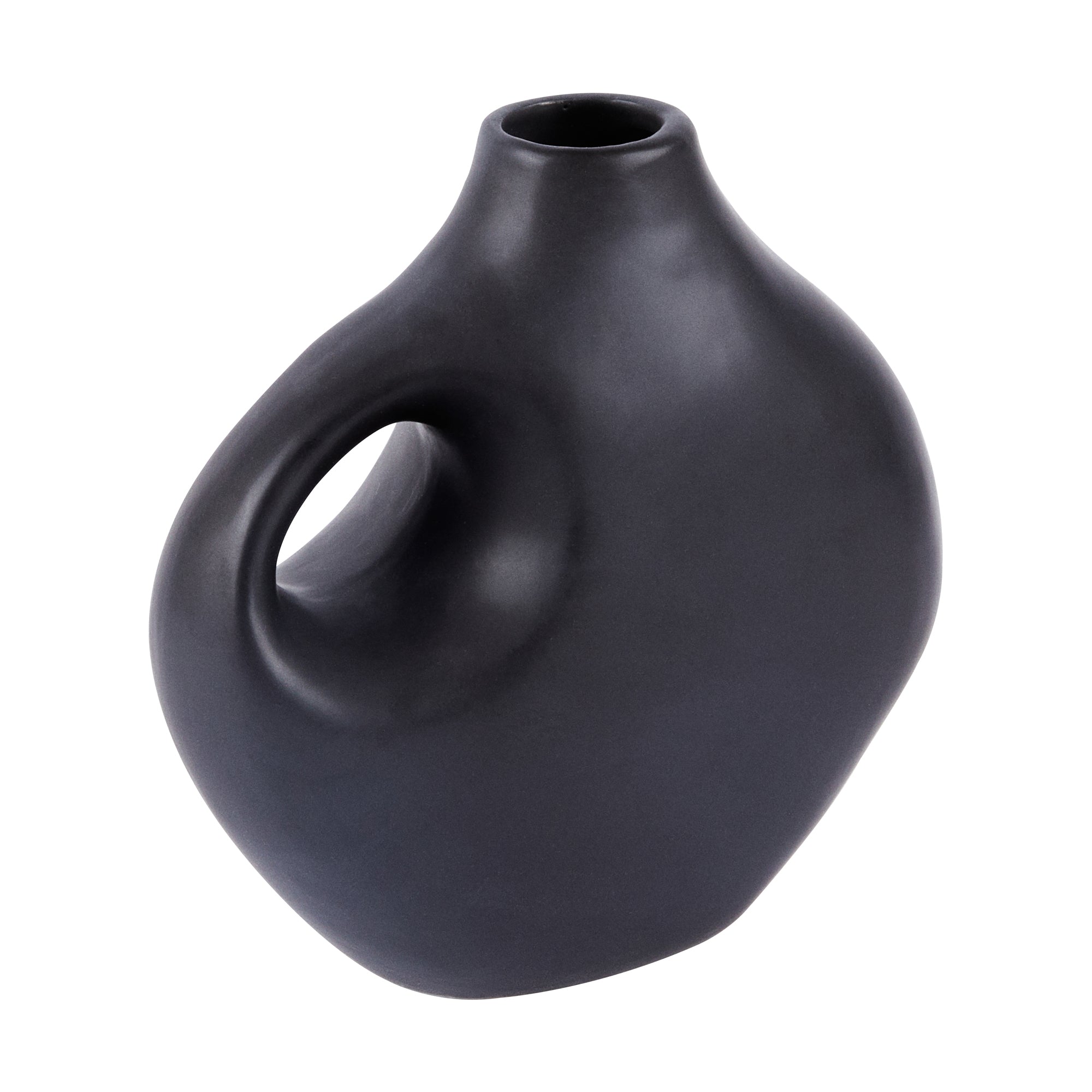 Table Art Black Ceramic Jug Vase - 7'' x 3 1/4'' x 7'' - 1 count box