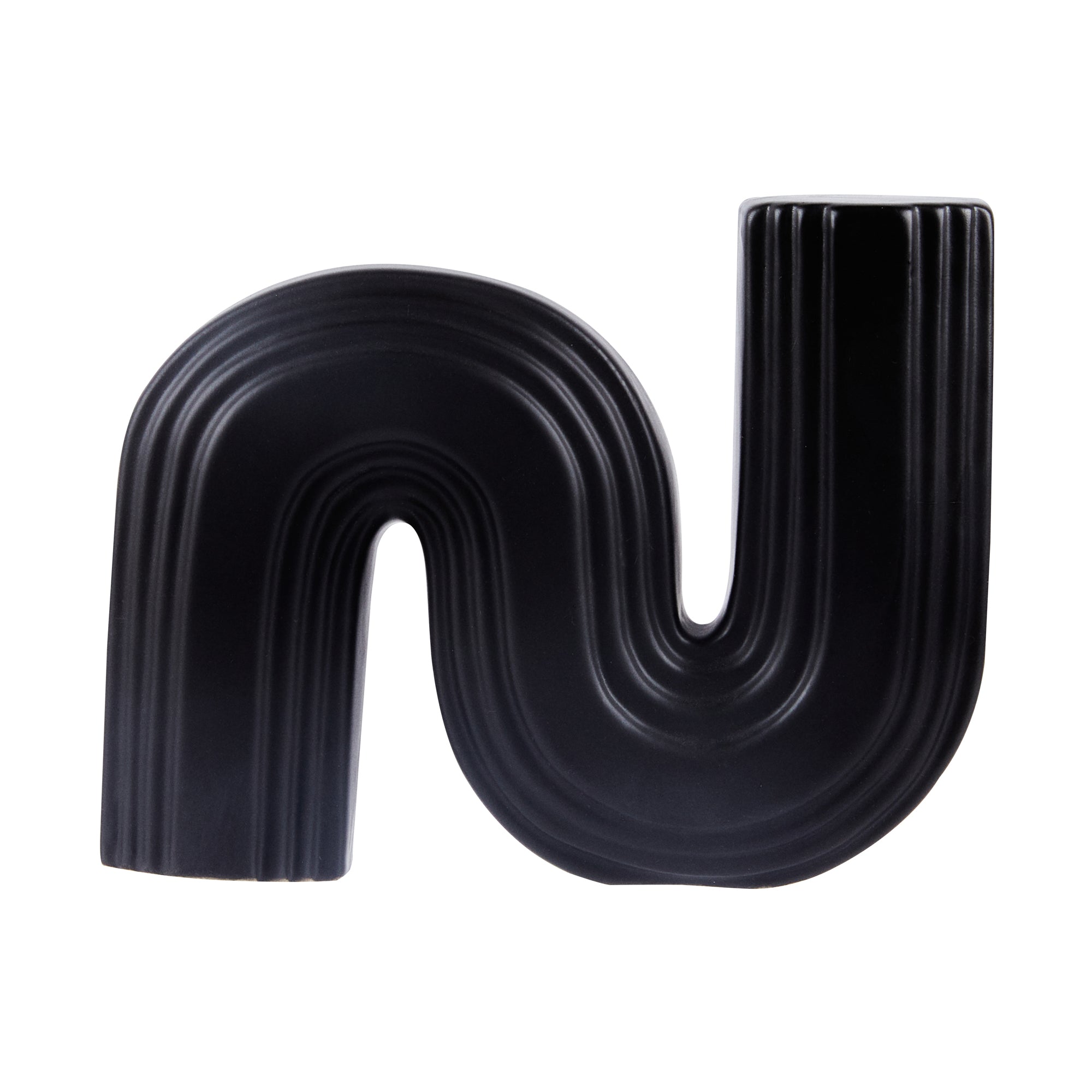 Table Art Black Ceramic S-Shaped Vase - 7 1/4'' x 2'' x 6'' - 1 count box