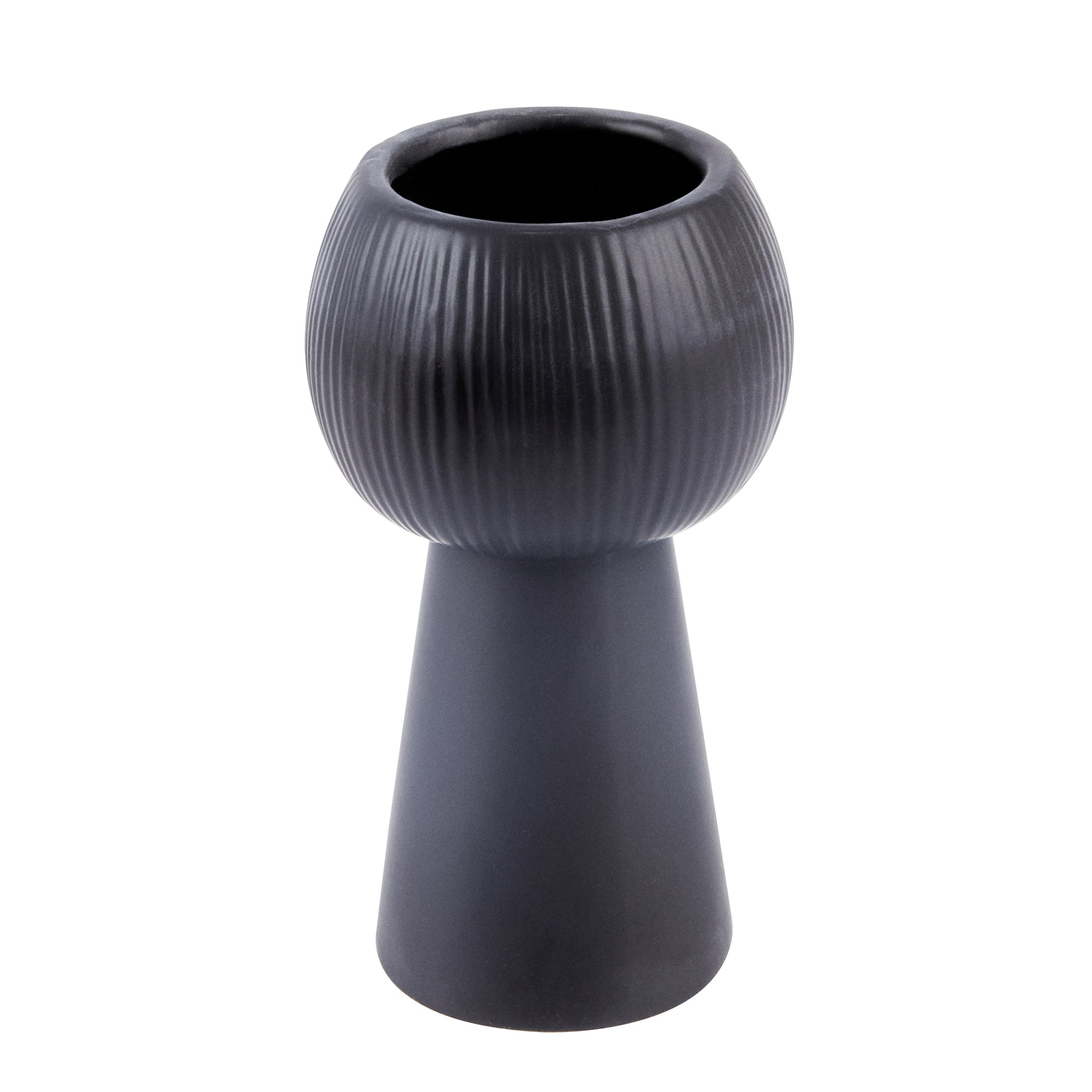 Table Art Black Ceramic Pedestal Vase - 3 1/2'' x 3 1/2'' x 6 1/2'' - 1 count box