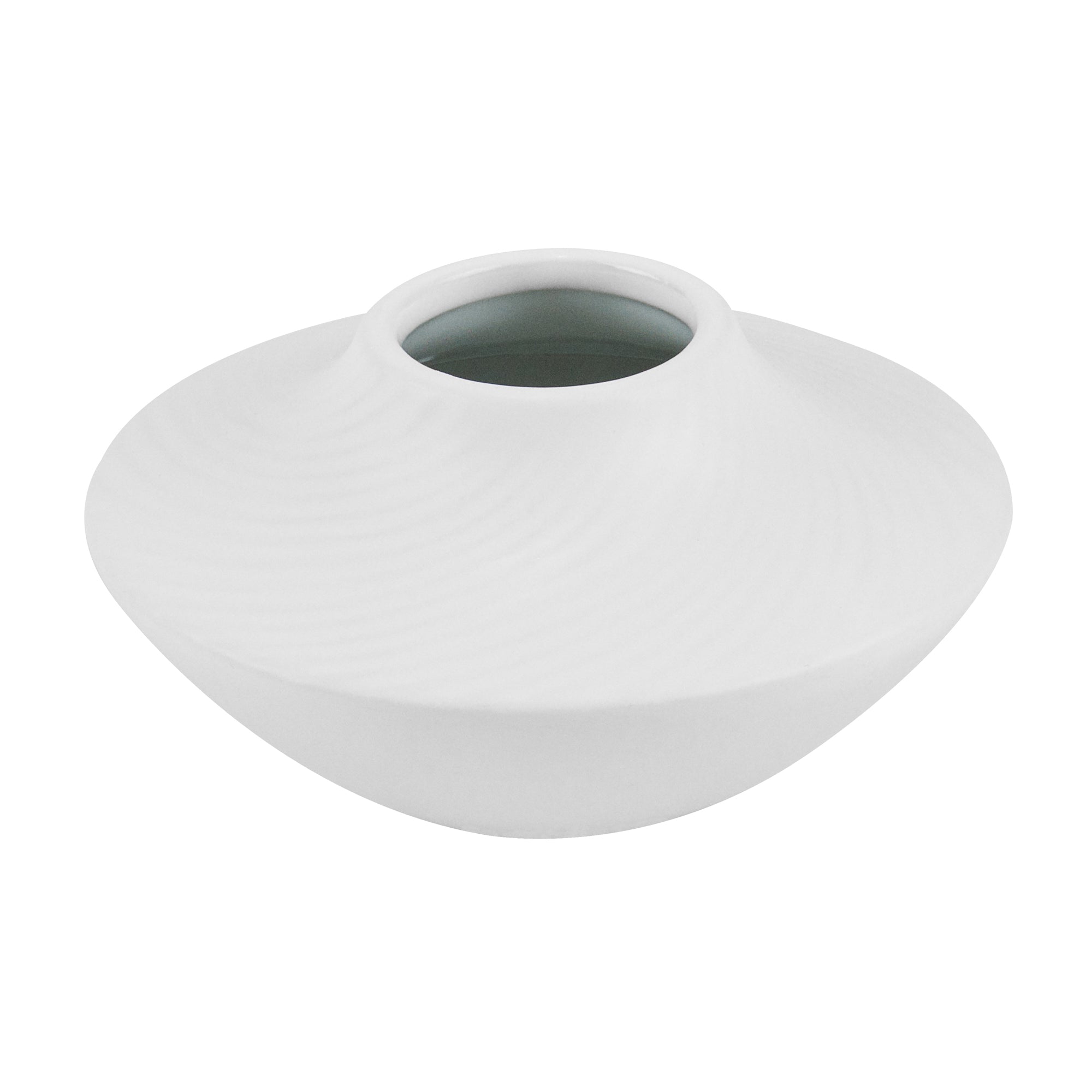 Table Art White Ceramic Swirl Vase - 5 1/4'' x 5 1/4'' x 2 3/4'' - 1 count box