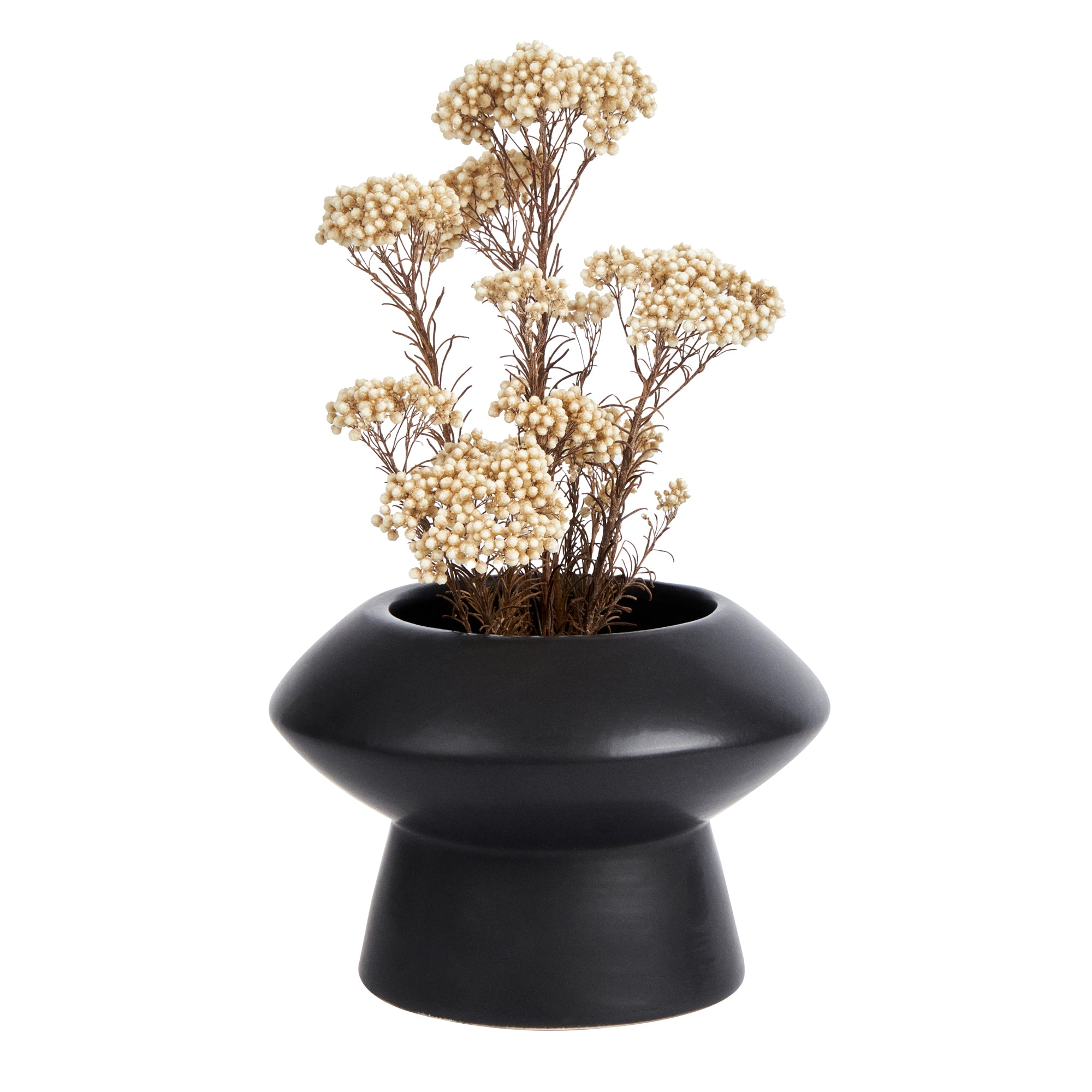 Table Art Black Ceramic Mushroom Vase - 5 3/4'' x 5 3/4'' x 4'' - 1 count box