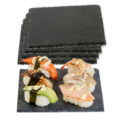 Stone Tek Square Black Slate Appetizer / Tasting Plate - 6