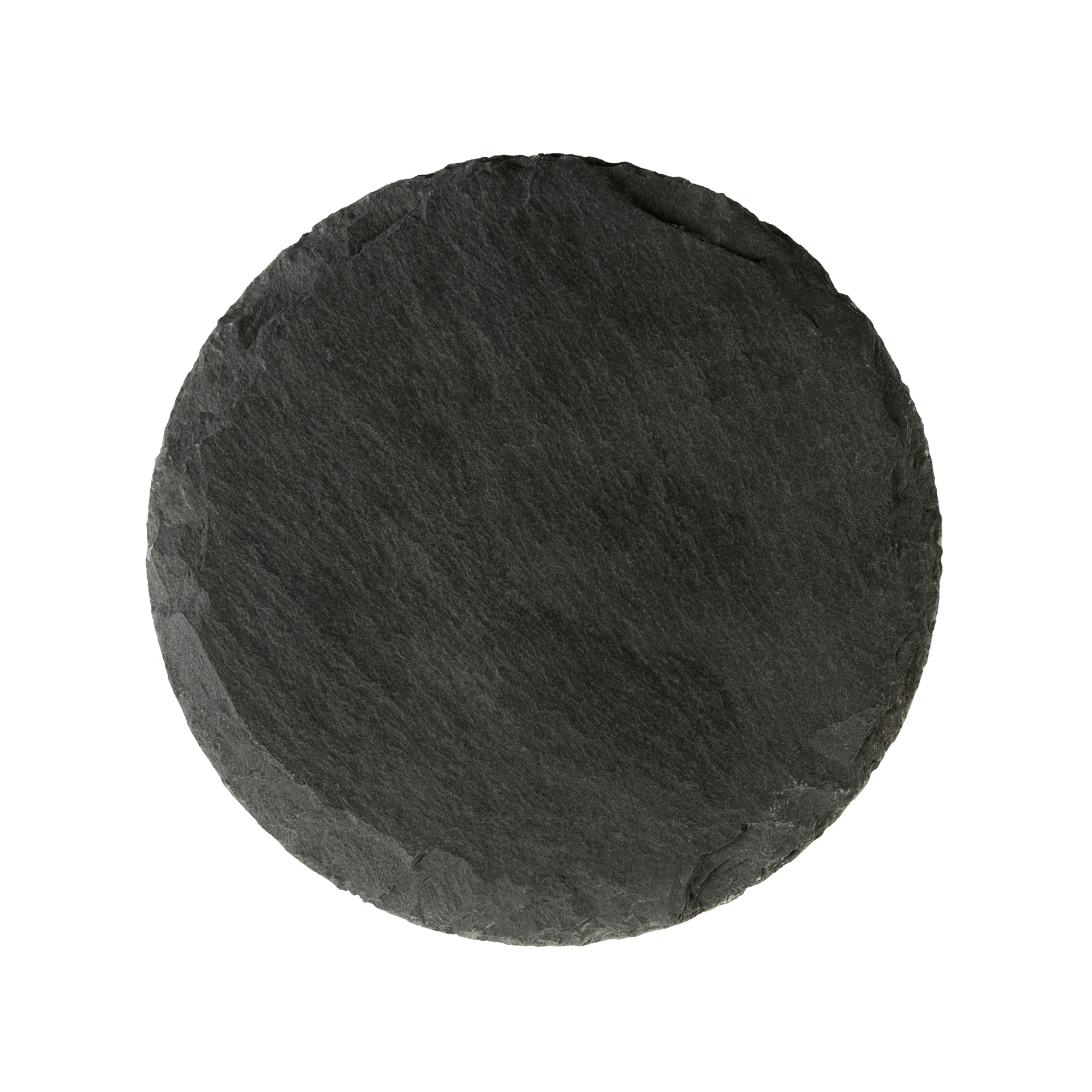 Stone Tek Round Black Slate Appetizer / Tasting Plate - 4" x 4" - 10 count box