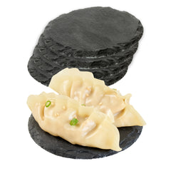 Stone Tek Round Black Slate Appetizer / Tasting Plate - 4