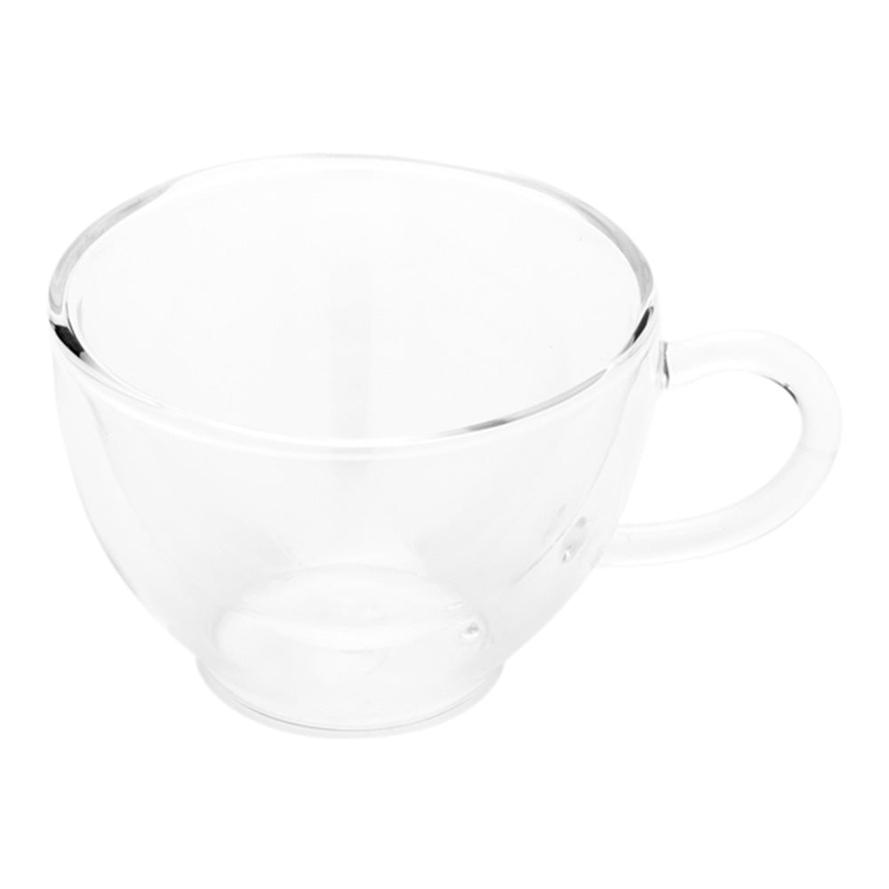 Forma 6 oz Round Glass Cafe Cup - Double Wall, with Handle - 3 1/2" x 3 1/2" x 2 1/2" - 10 count box