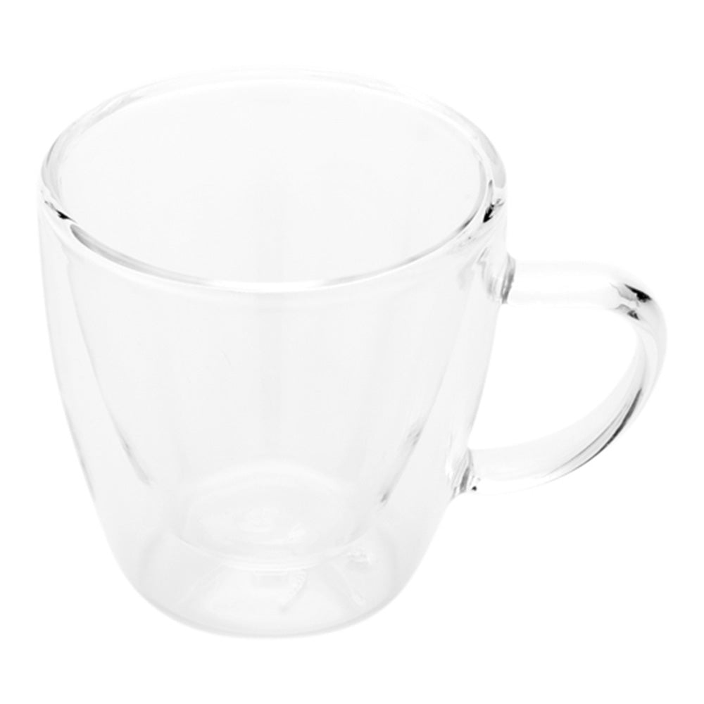 Forma 3 oz Round Glass Espresso Cup - Double Wall, with Handle - 2 1/2" x 2 1/2" x 2 1/2" - 10 count box