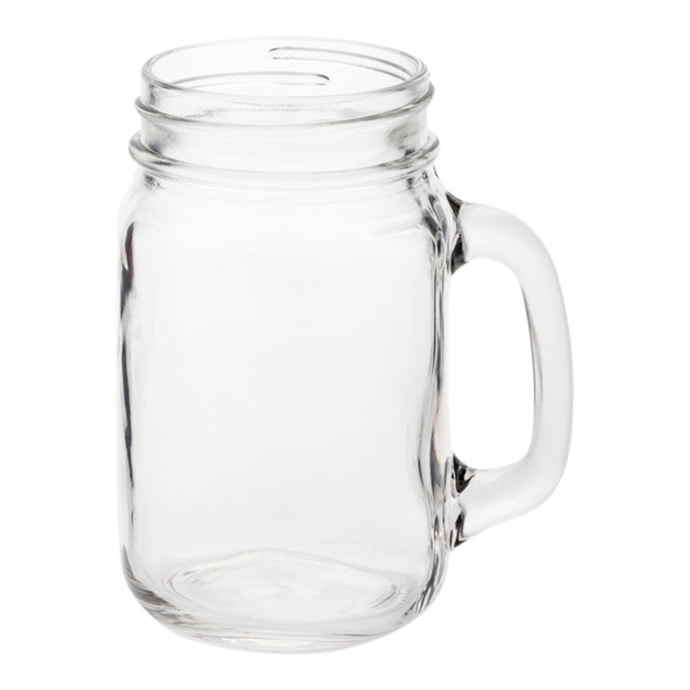 18 oz Square Glass Mason Jar Mug - With Handle - 3 1/4" x 3 1/4" x 5 1/4" - 10 count box