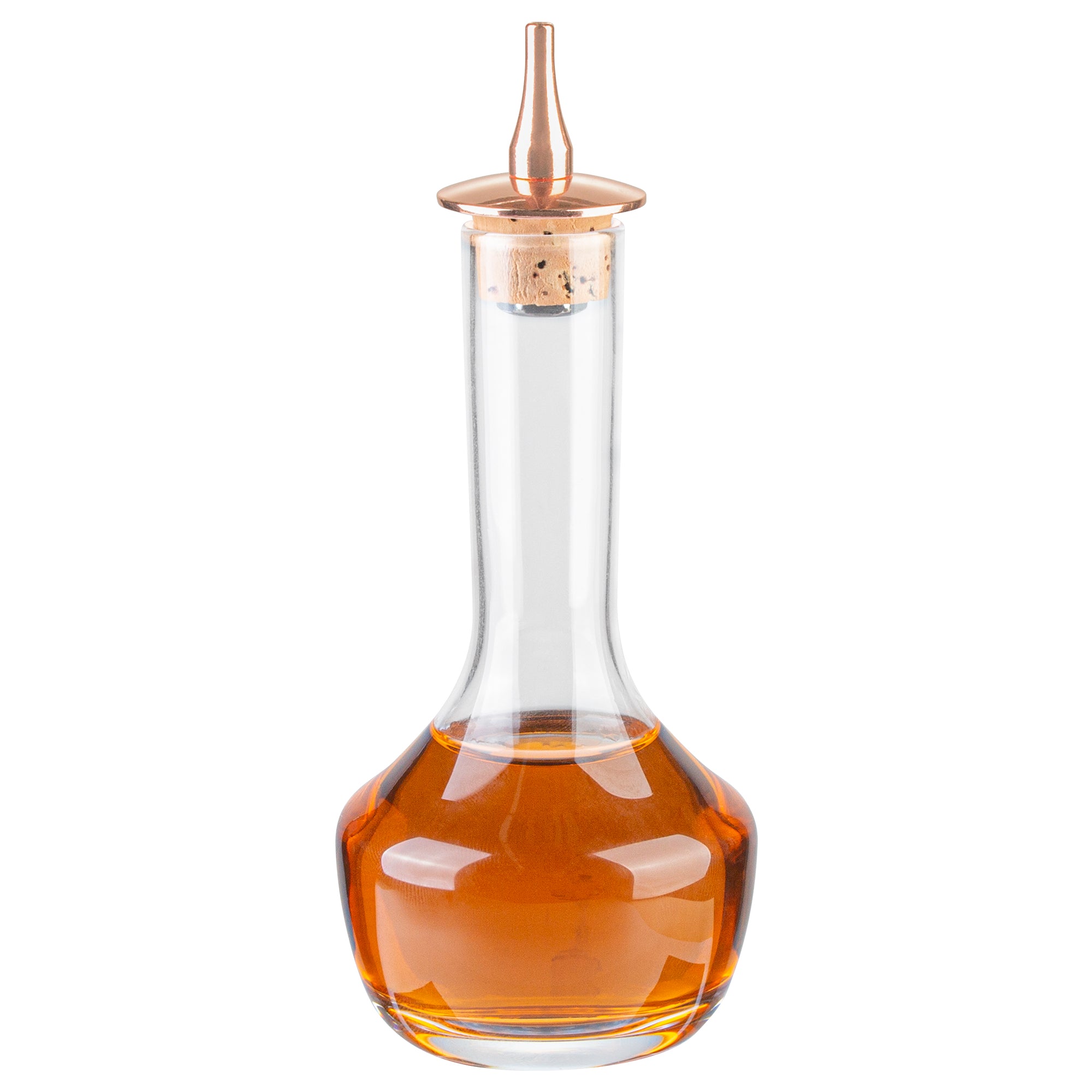 Bar Lux 4 oz Glass Modern Style Bitters Bottle - Copper-Plated Dasher - 5 3/4" x 2 3/4" x 2 3/4" - 1 count box