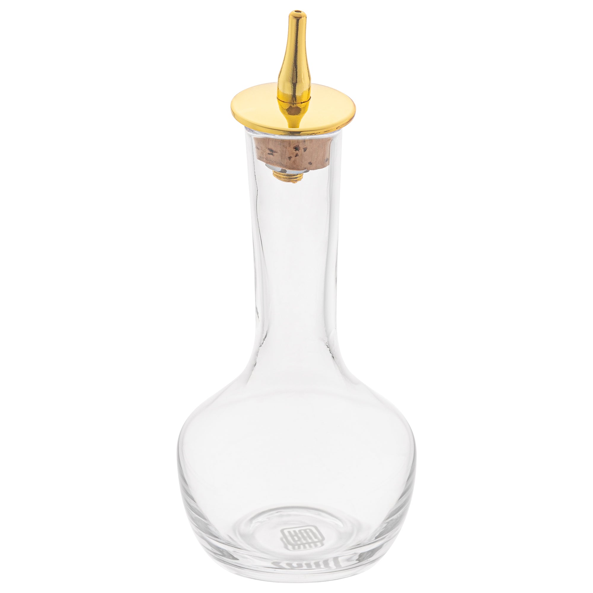 Bar Lux 4 oz Glass Modern Style Bitters Bottle - Gold-Plated Dasher - 5 3/4" x 2 3/4" x 2 3/4" - 1 count box