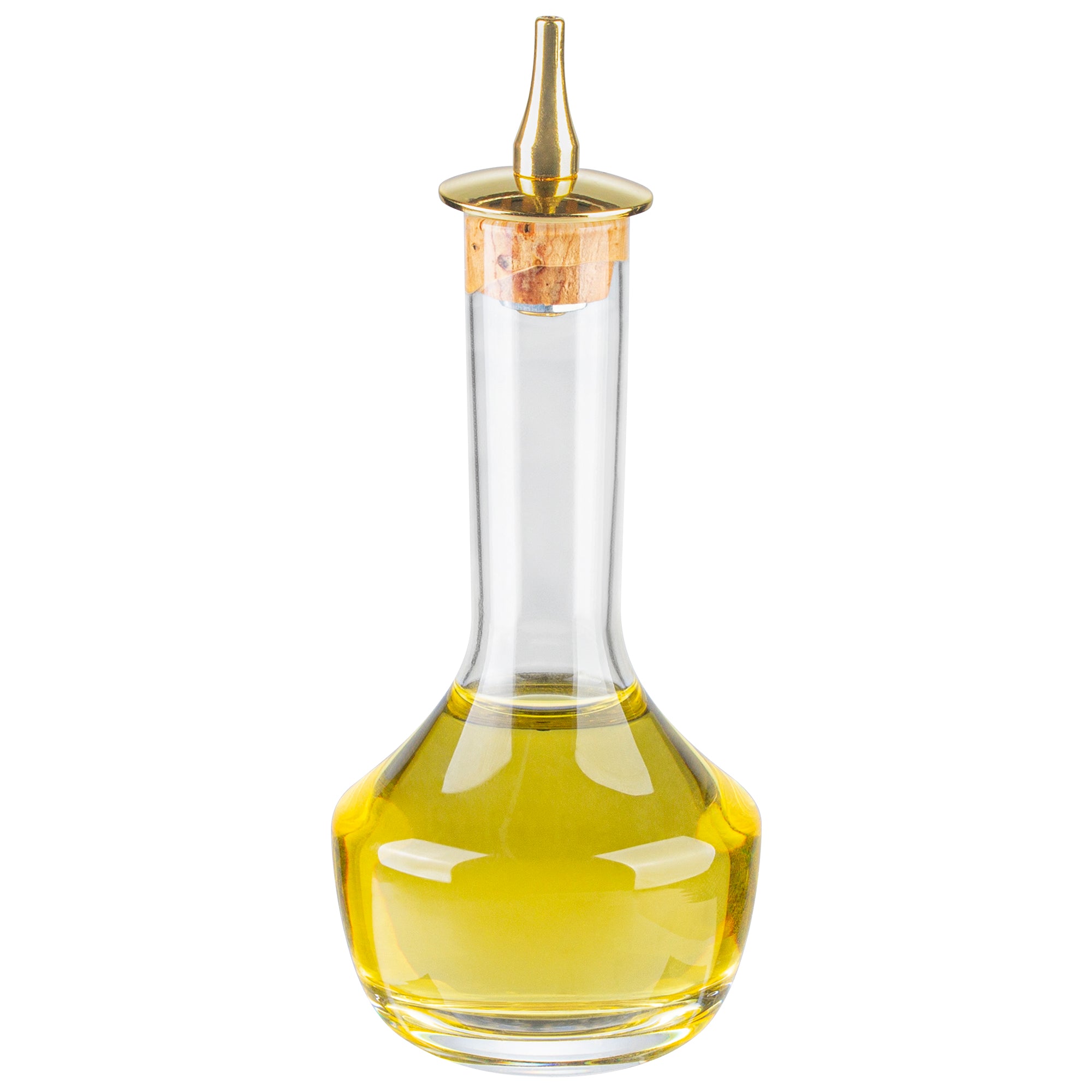 Bar Lux 4 oz Glass Modern Style Bitters Bottle - Gold-Plated Dasher - 5 3/4" x 2 3/4" x 2 3/4" - 1 count box