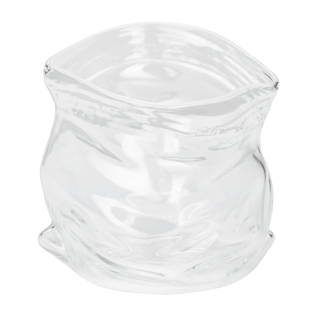 8 oz Round Clear Glass Unzipped Bag Bowl - 3 1/4" x 2 3/4" x 3 1/4" - 1 count box