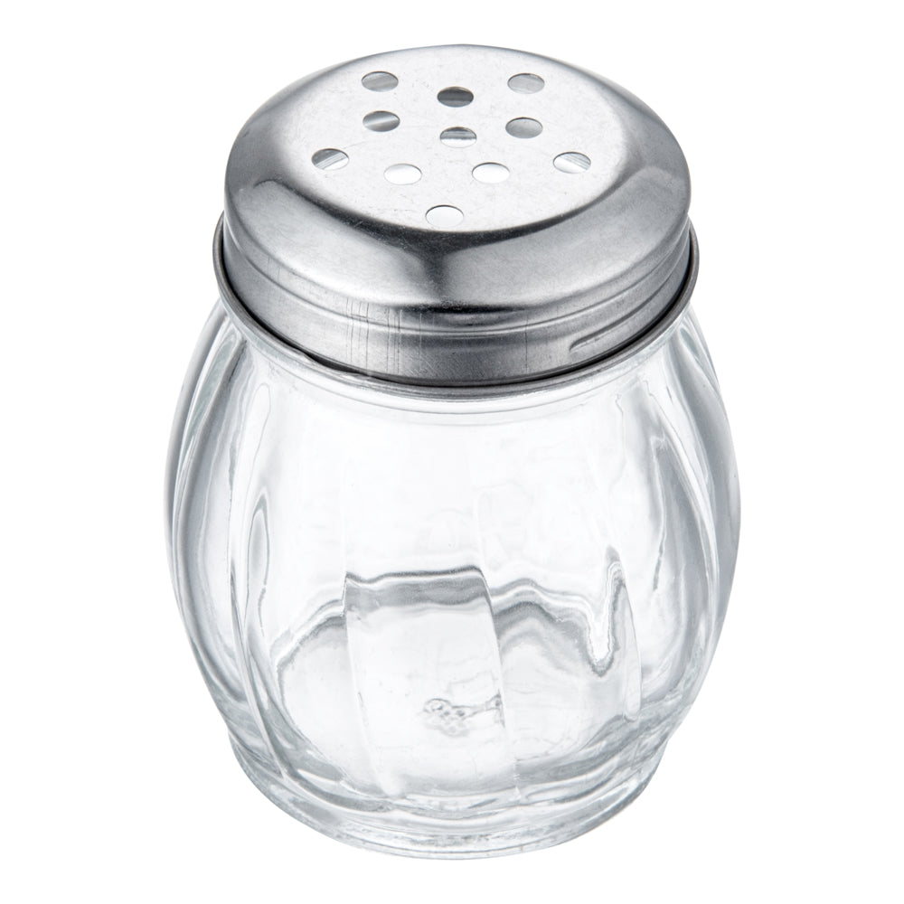 RW Base 6 oz Glass Cheese Shaker - with Perforated Lid - 2 1/2" x 2 1/2" x 3 1/4" - 1 count box