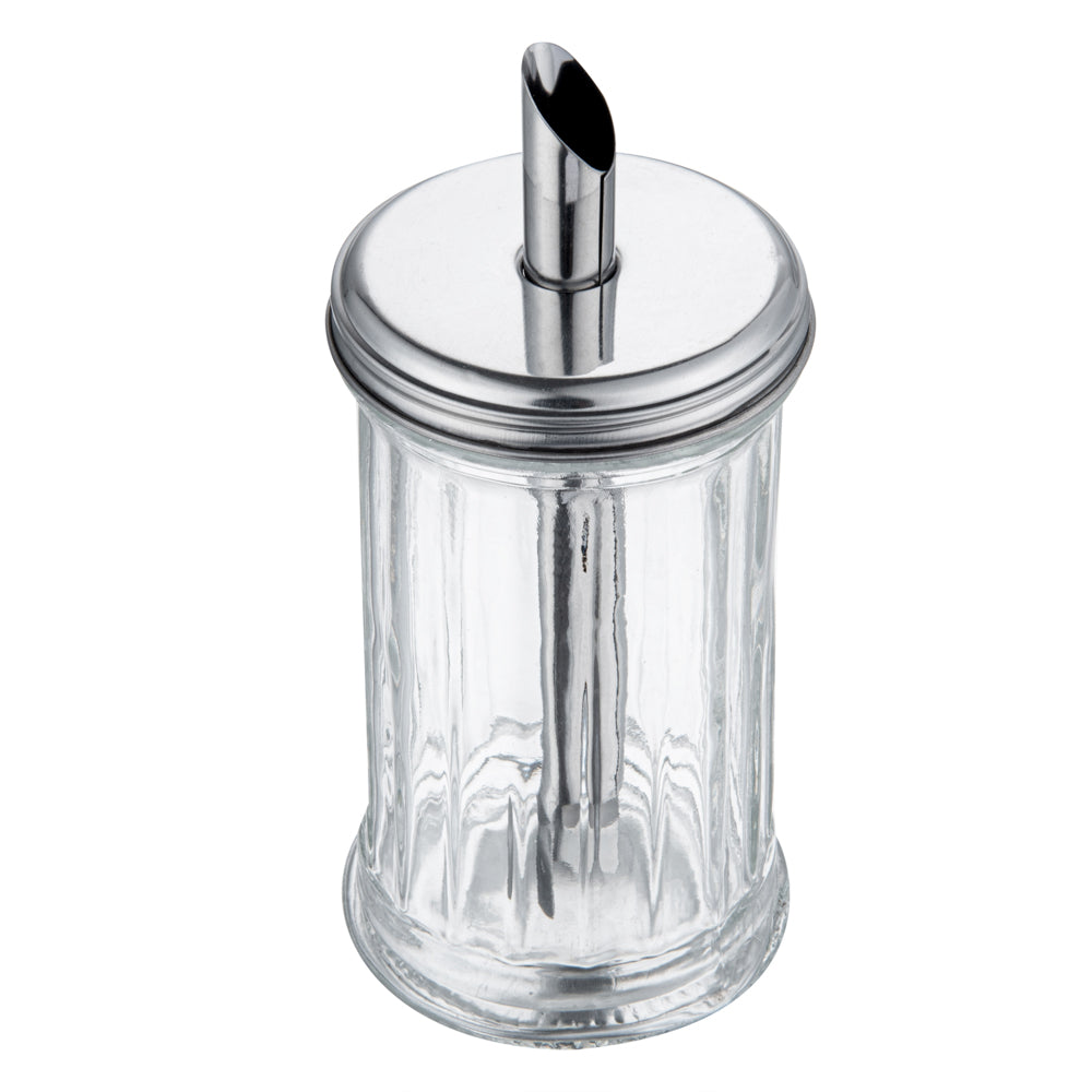 RW Base 11 oz Glass Sugar Pourer - with Spout Lid - 3" x 3" x 7" - 1 count box