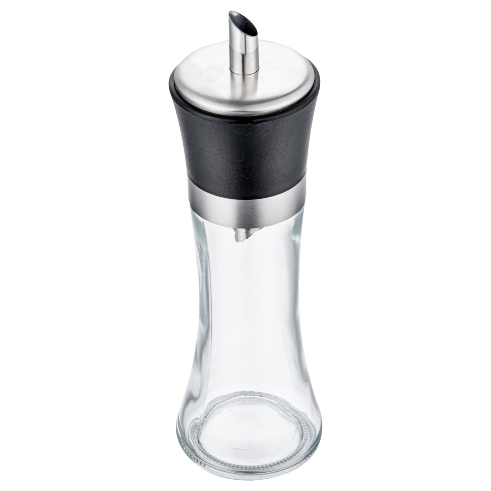 Vetri 6 oz Glass Sugar Dispenser - with Pouring Spout, Black Lid - 1 3/4" x 1 3/4" x 5 3/4" - 1 count box