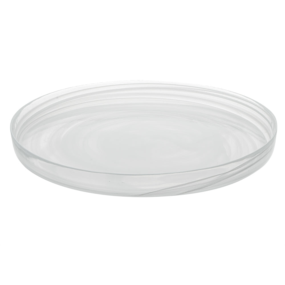 Vetri Round White Glass Alabaster Plate - 13" x 13" x 1 1/2" - 6 count box