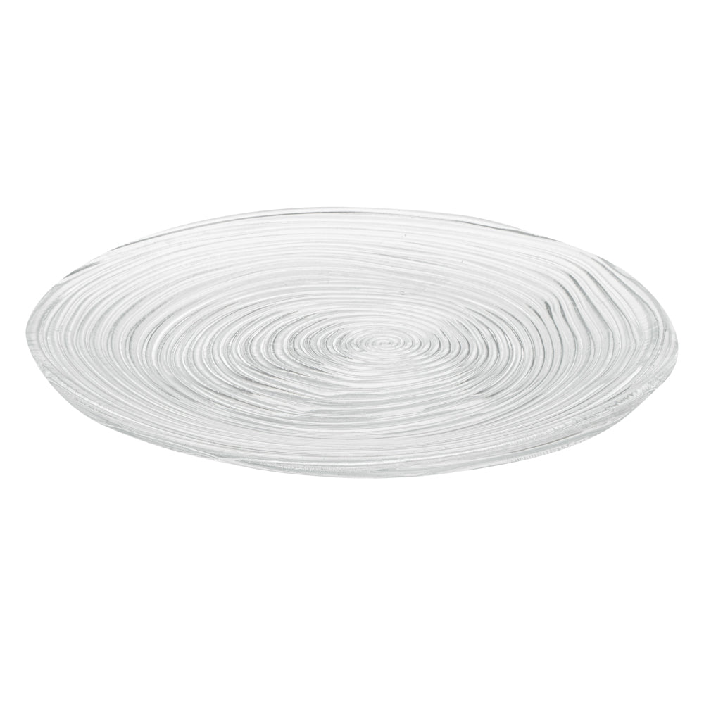 Vetri Round Clear Glass Swirl Plate - 9 1/2" x 9 1/2" x 3/4" - 6 count box