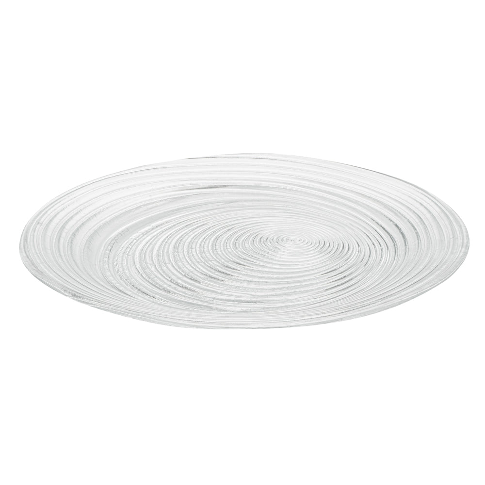 Vetri Round Clear Glass Swirl Plate - 11 3/4" x 11 3/4" x 1 1/4" - 6 count box