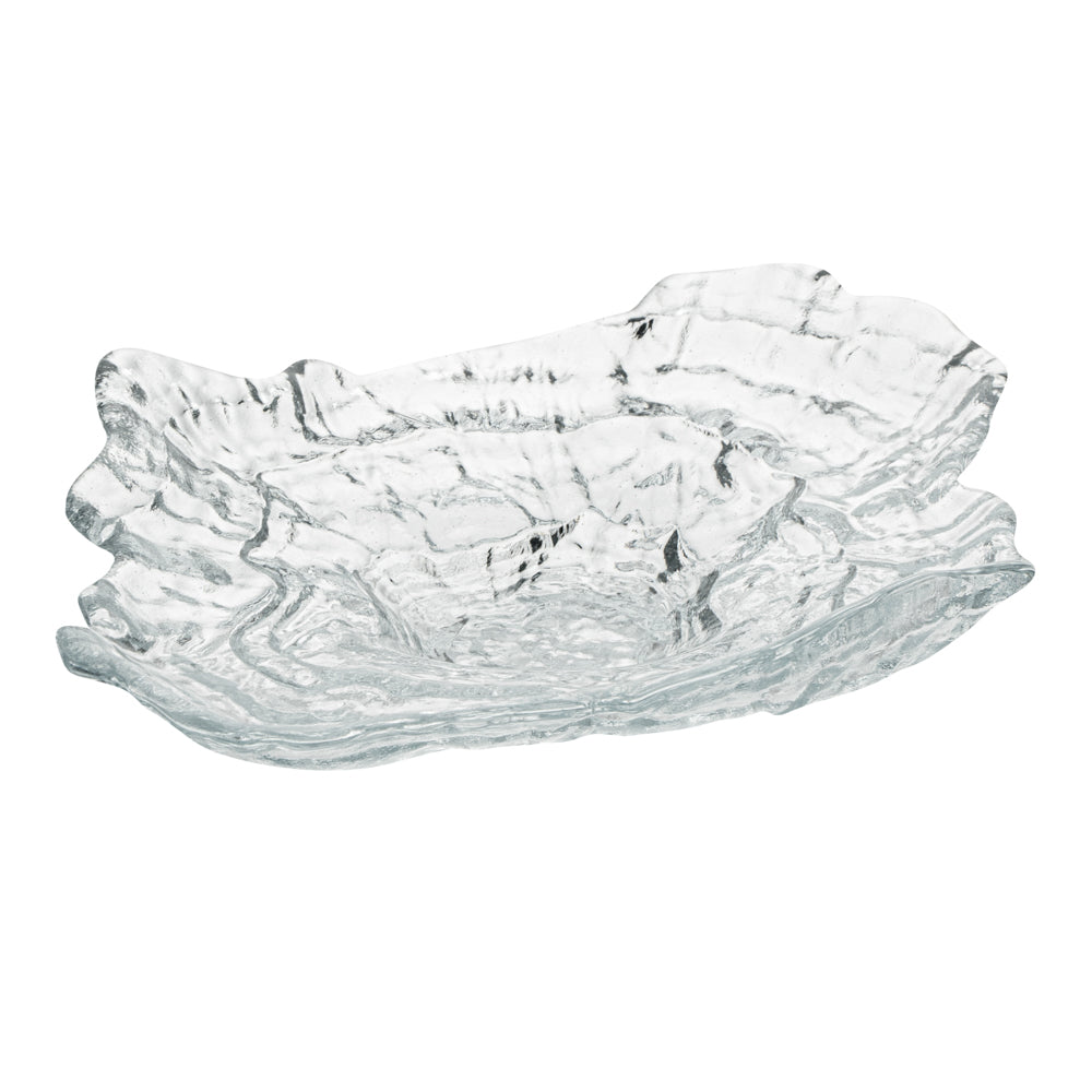 Vetri Abstract Clear Glass Seashell Serving Plate - 8 3/4" x 6 3/4" x 1 3/4" - 6 count box