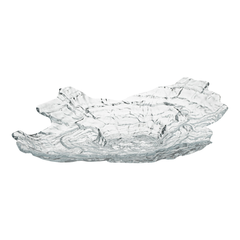 Vetri Abstract Clear Glass Seashell Serving Plate - 15" x 11 1/2" x 2 3/4" - 6 count box