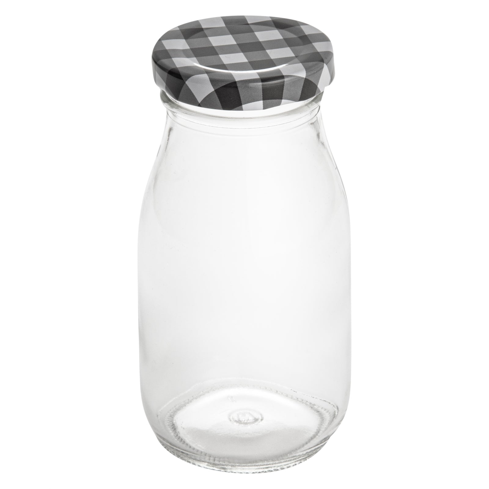 French Countryside 6 oz Glass Bottle - with Black Plaid Lid - 2 1/4" x 2 1/4" x 4 3/4" - 10 count box