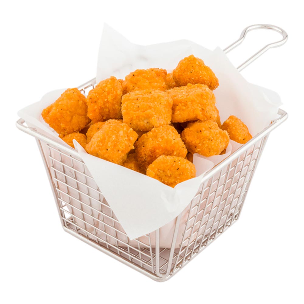 Square Silver Stainless Steel Large Mini Fryer Basket - Waffle Grid - 8" x 5" x 3 1/2" - 1 count box